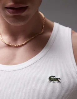 Lacoste Ribbed Vest In Off White For Men -Clothes Fashion Store 207665048 3