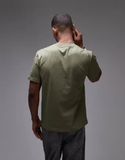 Lacoste Midweight Boxy Fit T-shirt In Khaki For Men Green -Clothes Fashion Store 207665049 4