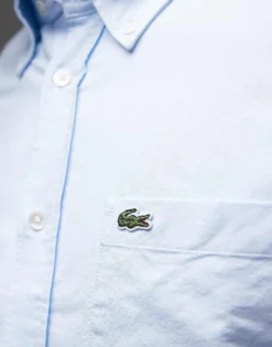 Lacoste Long Sleeve Oxford Shirt In Light Blue For Men -Clothes Fashion Store 207665069 3