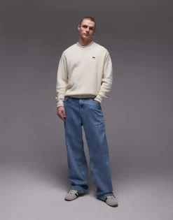 Lacoste Long Sleeve Crewneck Jumper In White With Piping Detail For Men 7 Lacoste Long Sleeve Crewneck Jumper In White With Piping Detail For Men -Clothes Fashion Store 207665084 3