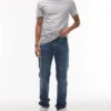 Lacoste Straight Leg Denim Jeans In Lightwash Blue For Men