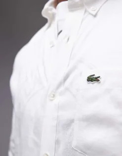 Lacoste Long Sleeve Linen Shirt In White For Men -Clothes Fashion Store 207665165 3