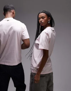 Lacoste Unisex Relaxed Fit T-shirt In Pink With Central Small Logo Print For Unisex -Clothes Fashion Store 207665167 4