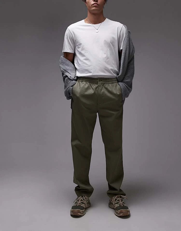 Lacoste Straight Leg Trousers In Khaki Green For Men 6 Lacoste Straight Leg Trousers In Khaki Green For Men - Image 6