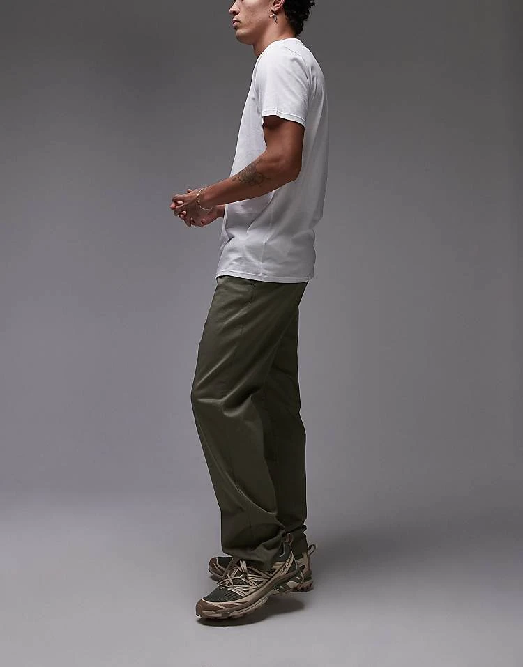 Lacoste Straight Leg Trousers In Khaki Green For Men 2 Lacoste Straight Leg Trousers In Khaki Green For Men - Image 2