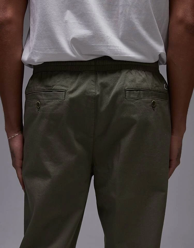 Lacoste Straight Leg Trousers In Khaki Green For Men 4 Lacoste Straight Leg Trousers In Khaki Green For Men - Image 4