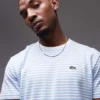 Lacoste T-shirt In Horizontal Blue And White Stripes For Men
