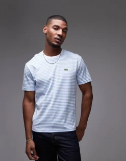 Lacoste T-shirt In Horizontal Blue And White Stripes For Men -Clothes Fashion Store 207665217 3