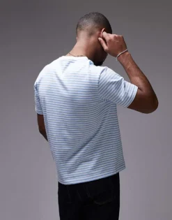 Lacoste T-shirt In Horizontal Blue And White Stripes For Men -Clothes Fashion Store 207665217 4