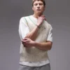 Lacoste Knitted Vest Jumper In Off White For Men