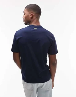 Lacoste Relaxed Fit T-shirt In Navy With Central Small Logo Print For Men -Clothes Fashion Store 207665304 4
