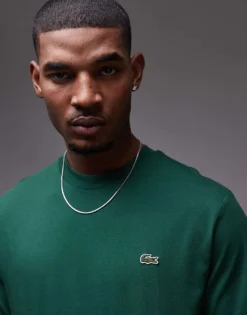 Lacoste Midweight Boxy Fit T-shirt In Dark Green For Men -Clothes Fashion Store 207665349 4