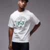 Lacoste Relaxed Fit T-shirt In White With Varsity Logo Print For Men