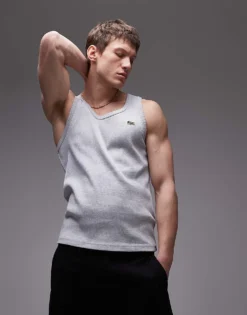 Lacoste Ribbed Vest In Grey For Men -Clothes Fashion Store 207665367 1 grey 1
