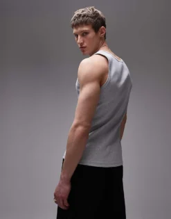 Lacoste Ribbed Vest In Grey For Men -Clothes Fashion Store 207665367 3