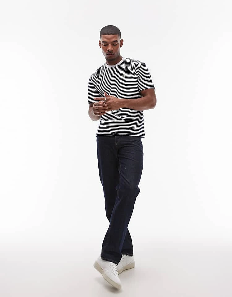 Lacoste T-shirt In Horizontal Navy And White Stripes For Men 2 Lacoste T-shirt In Horizontal Navy And White Stripes For Men - Image 2