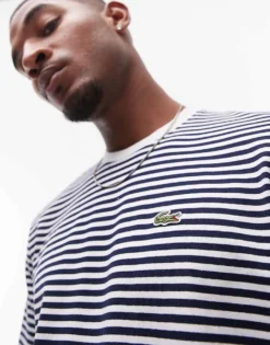 Lacoste T-shirt In Horizontal Navy And White Stripes For Men 7 Lacoste T-shirt In Horizontal Navy And White Stripes For Men -Clothes Fashion Store 207665383 3