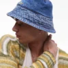 Lacoste Denim Bucket Hat In Midwash Blue For Men