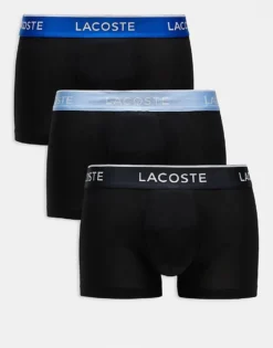 Lacoste 3 Pack Trunks In Black With Blue Waistbands For Men -Clothes Fashion Store 207665715 1 black 1