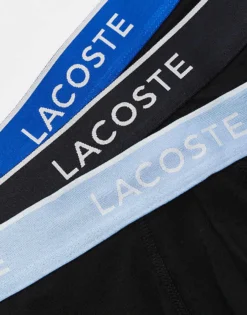 Lacoste 3 Pack Trunks In Black With Blue Waistbands For Men -Clothes Fashion Store 207665715 3