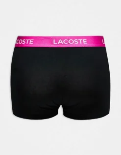 Lacoste 3 Pack Trunks In Black With Multi Coloured Waistbands For Men -Clothes Fashion Store 207665733 3