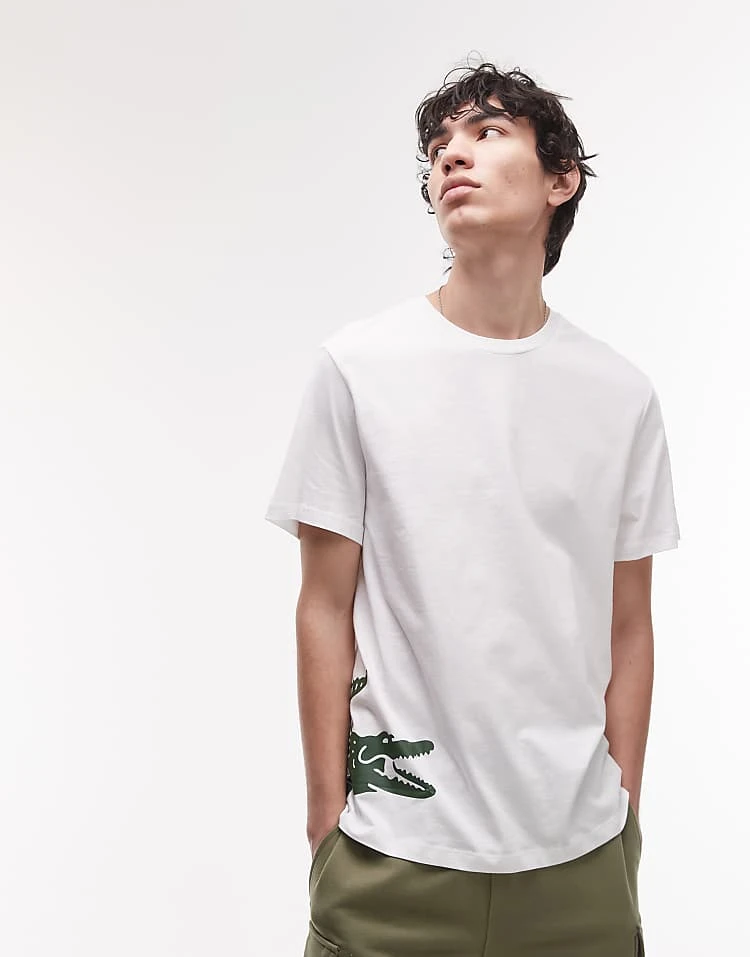 Lacoste T-shirt In White With Placement Logo For Men 1 Lacoste T-shirt In White With Placement Logo For Men