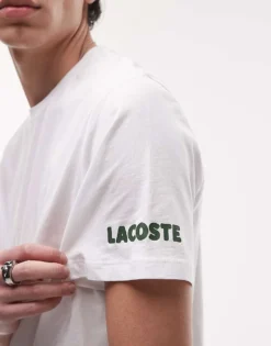 Lacoste T-shirt In White With Placement Logo For Men 7 Lacoste T-shirt In White With Placement Logo For Men -Clothes Fashion Store 207665737 3