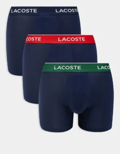 Lacoste 3pack Boxer Briefs In Navy With Coloured Waistbands For Men
