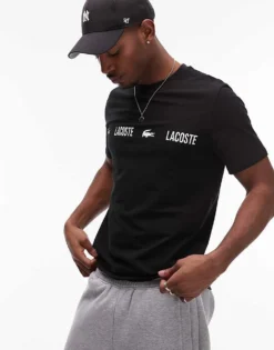 Lacoste Loungewear T-shirt In Black With Logo Stripe For Men 9 Lacoste Loungewear T-shirt In Black With Logo Stripe For Men -Clothes Fashion Store 207665762 1 black 1