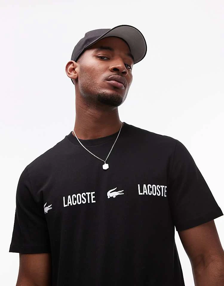 Lacoste Loungewear T-shirt In Black With Logo Stripe For Men 2 Lacoste Loungewear T-shirt In Black With Logo Stripe For Men - Image 2