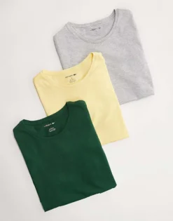 Lacoste 3pack T-shirts In Green Grey And Yellow For Men Multi