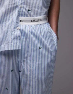 Lacoste Loungewear Trousers In Light Blue With All Over Croc Print For Men -Clothes Fashion Store 207665858 5