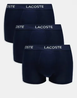 Lacoste 3 Pack Trunks In Navy For Men