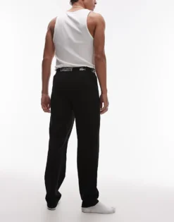 Lacoste Loungewear Trousers In Black With Waistband Taping For Men -Clothes Fashion Store 207665874 4