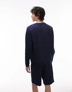 Lacoste Loungewear Sweatshirt In Navy For Men -Clothes Fashion Store 207665940 3