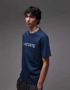Lacoste Loungewear T-shirt In Navy Blue With Logo Print For Men 9 Lacoste Loungewear T-shirt In Navy Blue With Logo Print For Men -Clothes Fashion Store 207665941 1 navy 1