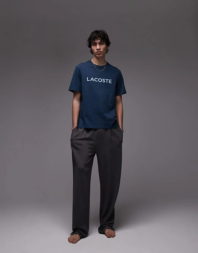 Lacoste Loungewear T-shirt In Navy Blue With Logo Print For Men 3 Lacoste Loungewear T-shirt In Navy Blue With Logo Print For Men - Image 3