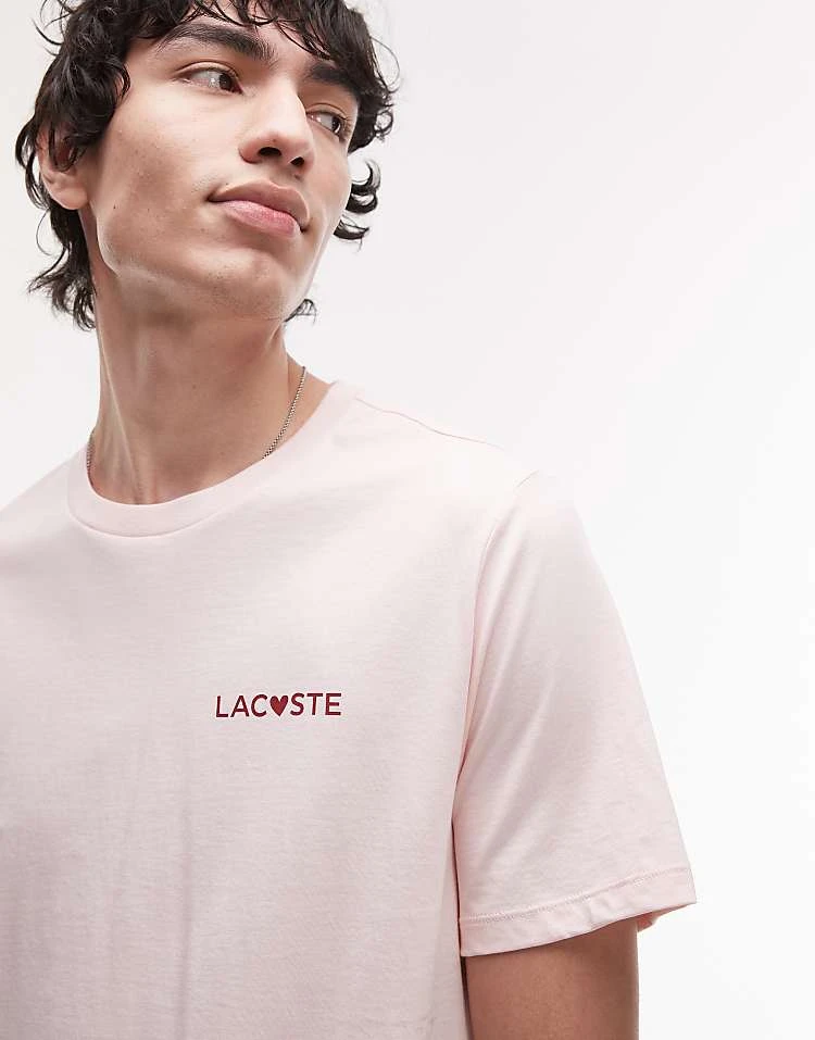 Lacoste Loungewear Valentines T-shirt In Light Pink For Men 2 Lacoste Loungewear Valentines T-shirt In Light Pink For Men - Image 2