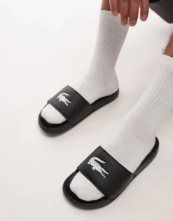 Lacoste Serve 0.0 Sliders In Black For Men