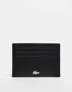 Lacoste Leather Cardholder In Black For Men
